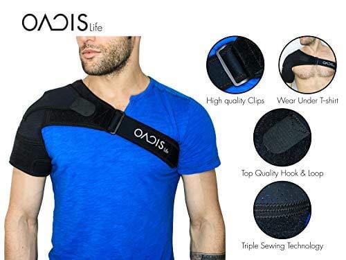 Shoulder Brace with Pressure Pad by OacisLife | [2019 Version] Neoprene Rotator Cuff Compression Support Sleeve for Injury Prevention, Dislocated AC Joint, Labrum Tear, Tendonitis and Fracture - For M