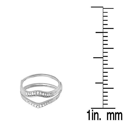 Dazzlingrock Collection 0.12 Carat (ctw) 10K Round White Diamond Ladies Enhancer Guard Wedding Band, White Gold, Size 7