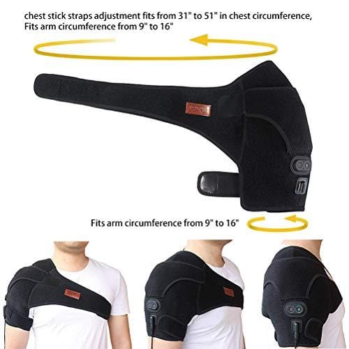 CREATRILL Massaging Heated Shoulder Wrap Brace, Shoulder Heat Therapy Wrap Heating Pad for Muscle Pain Relief, Frozen Shoulder, Bursitis, Tendonitis, Rotator Cuff
