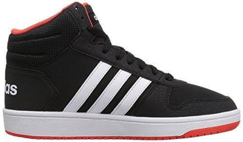 adidas Unisex Hoops 2.0 Basketball Shoe, black/white/red, 4 M US Big Kid
