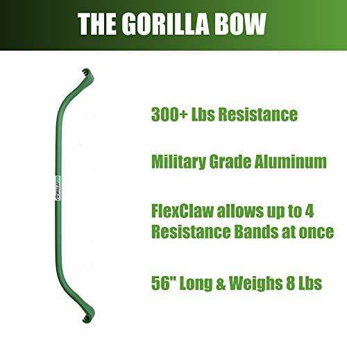 Gorilla Bow Portable Home Gym Resistance Band System, Weightlifting and HIIT Interval Training Kit, Full Body Workout Equipment (Original Green)