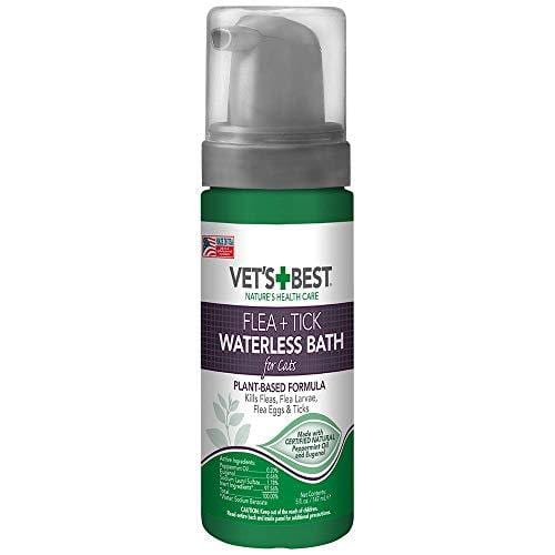 Vet's Best Flea and Tick Waterless Bath Foam Dry Shampoo for Cats, 5 oz