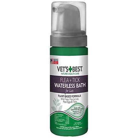 Vet's Best Flea and Tick Waterless Bath Foam Dry Shampoo for Cats, 5 oz