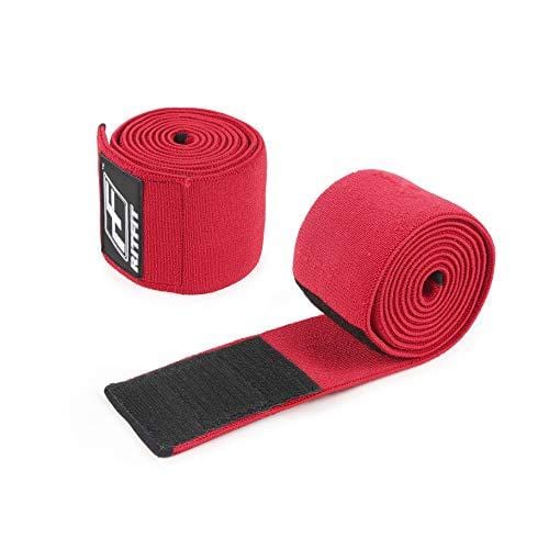 RitFit Knee Wraps (Pair) - Ideal for Squats, Powerlifting, Weightlifting, Cross Training WODs - Compression & Elastic Support - for Men & Women - Bonus Carry Case (Red Pro)