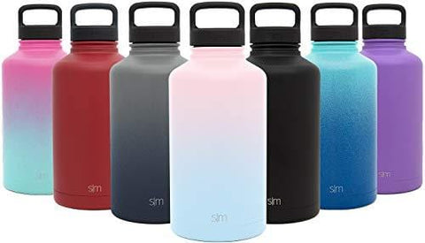 Simple Modern 40 oz Summit Water Bottle - Stainless Steel Liter Flask +2 Lids - Wide Mouth Double Wall Vacuum Insulated Leakproof Thermos Ombre: Sweet Taffy