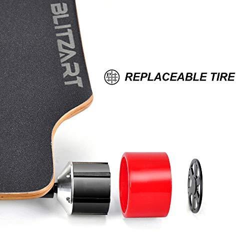 BLITZART Huracane 38" Electric Skateboard Electronic Longboard 17mph 350W Hub-Motor 3.5" 90mm (Red)