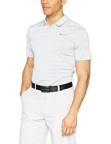 NIKE Men's Dry Stripe Golf Polo, White/Flat Silver, Small
