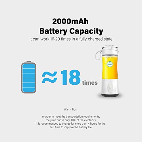 LaHuko Portable Blender Personal Size Blender Juicer Cup Juice Crushed-ice Smoothie Shake,USB Rechargeable,380ml Waterproof Blender Outdoor Picnic Travel Gym