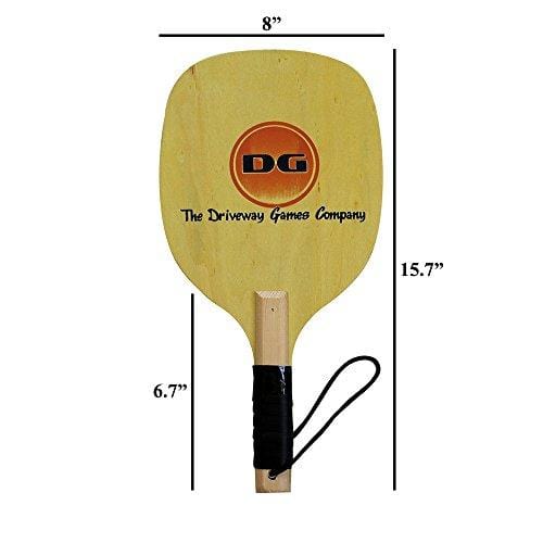 Driveway Games Portable Outdoor Pickleball Set. 2 Wood Racket Paddles, 2 Pickelballs, Bag and Net System Equipment
