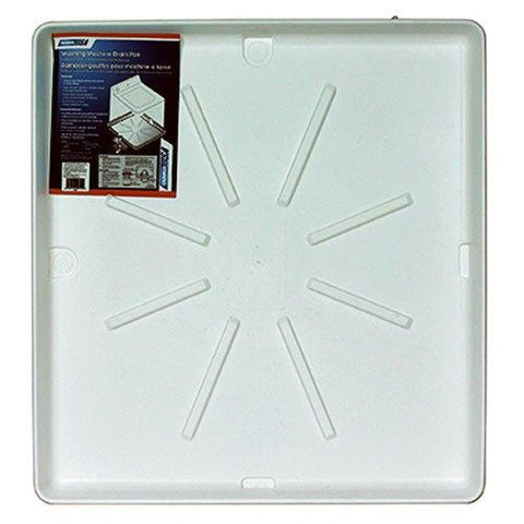 Camco Drain Pan w/PVC Fitting 32" OD x 30", Collects Water Leakage from Underneath Washing Machine and Prevents Floor Damage-White (20752), 30" x 32"