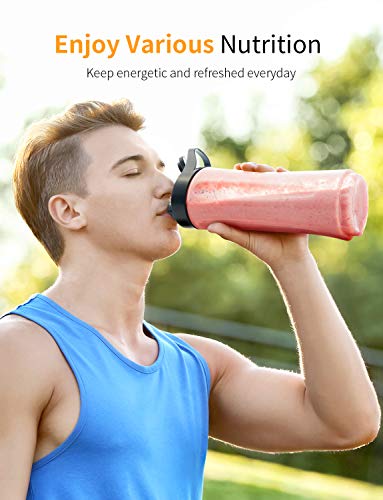 SHARDOR Personal Blender, Smoothie Blender with 2 BPA-Free Portable 20oz Travel Cups for Juice Shakes, Smoothies, Food Prep, 300W, Silver