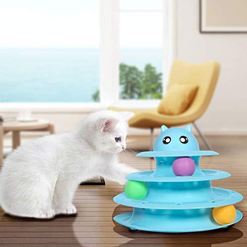 UPSKY Cat Toy Roller Cat Toys 3 Level Towers Tracks Roller with Three Colorful Ball Interactive Kitten Fun Mental Physical Exercise Puzzle Toys