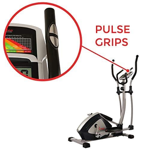 Sunny Health & Fitness Magnetic Elliptical Trainer Elliptical Machine w/  LCD Monitor and Heart Rate Monitoring - Endurance Zone - SF-E3804