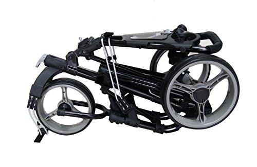 Qwik-Fold 3 Wheel Push Pull Golf CART - Foot Brake - ONE Second to Open & Close! (Black/Charcoal)