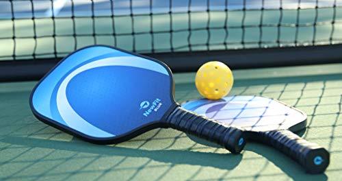 NewFit Blur Pickleball Paddle | USAPA Approved | Graphite Face & Polymer Core for a Quiet and Light Racket | 2 Paddles Set w/ 4 Balls (Blue Set)