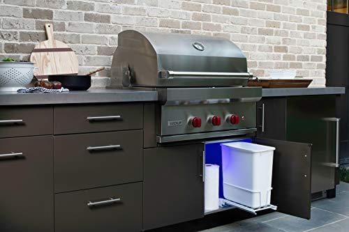 Rev-A-Shelf - RV-814PB - Single 20 Qt. Pull-Out White Waste Container with Adjustable Frame