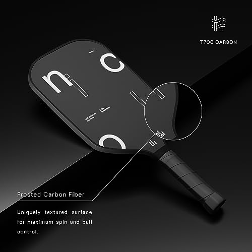 R-One Elongated Carbon Fiber Pickleball Paddle - 2023 Pickleball Racket with Long Handle - T700 Raw Carbon Fiber - Frosted Spin Surface - USAPA Approved by Nicol Pickleball (Design 1)