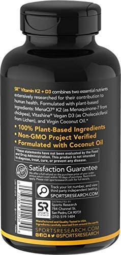 Vitamin K2 + D3 with Organic Coconut Oil for Better Absorption | 2-in-1 Support for Your Heart, Bones & Teeth | Vegan Certified, GMO & Gluten Free - 4 Month Supply! - Ultra Pickleball