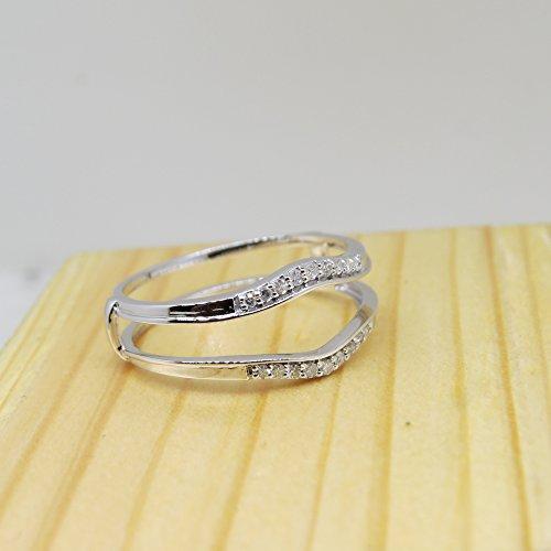 Dazzlingrock Collection 0.12 Carat (ctw) 10K Round White Diamond Ladies Enhancer Guard Wedding Band, White Gold, Size 7