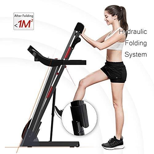 Merax Electric Folding Treadmill Running Jogging Machine, 16.5" Wide Running Surface, Convenient Shortcut Buttons, Shock-Absorbing Running Board