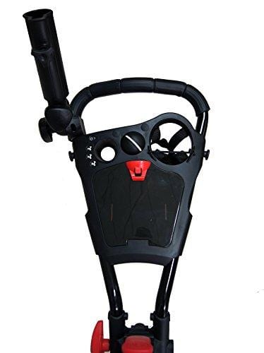 Qwik-Fold 3 Wheel Push Pull Golf CART - Foot Brake - ONE Second to Open & Close! (Black/Red)