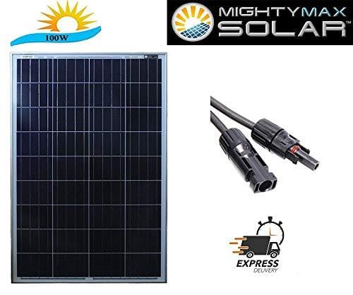 Mighty Max Battery 100 watt Off Grid Solar Power System - 100w 12v -18v high Efficiency polycrystalline Solar Panel Module Battery Charger for Marine and RV Solar Battery Brand Product