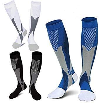 3 Pairs Medical&Althetic Compression Socks for Men, 20-30 mmHg Nursing Performance Socks for Edema, Diabetic, Varicose Veins,Shin Splints,Running Marathon (Blue+Black+White) [product _type] Daily_Use - Ultra Pickleball - The Pickleball Paddle MegaStore