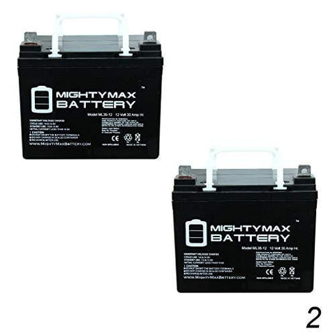 Mighty Max Battery 12V 35Ah Deep Cycle Solar Battery Also Replaces 33Ah 34Ah 36Ah - 2 Pack Brand Product