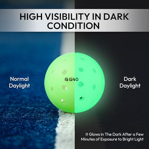 A11N Luminous Pickleballs - USA Pickleball Approved, Light Up Outdoor Balls for High Visibility Nighttime Play, Durable and Glow-in-The-Dark Pickleball Balls - Mix Color & Green