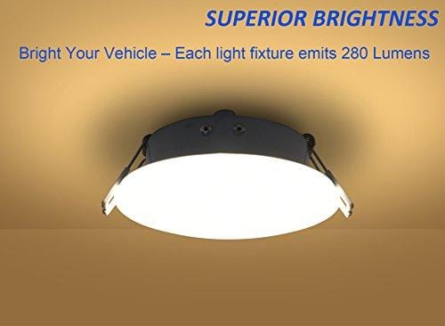 Facon 4.5Inch LED RV Puck Light Full Aluminum Recessed Mount Down Light 12V DC 4W 280Lumens