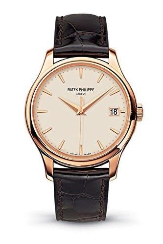 Patek Philippe Calatrava Mechanical Ivory Dial Leather Mens Watch 5227R-001