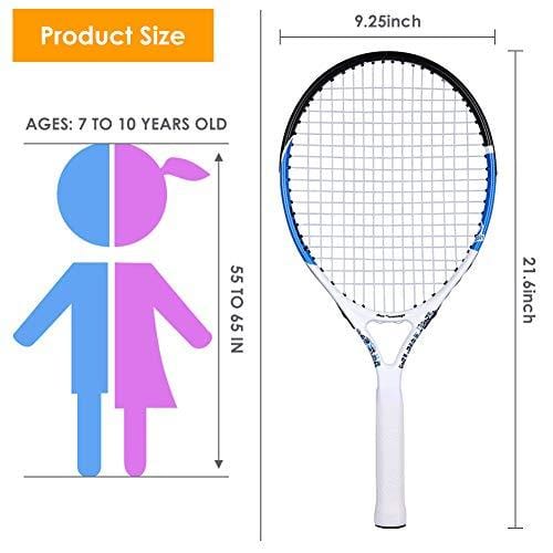 Fostoy Junior Tennis Racket, Tennis Racquet Kids Racket with Storage Bag Perfect for Boys&Girls Sports Training 21.6 inch (Blue)