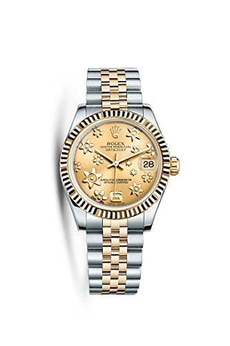 Rolex Datejust 31 Champagne Raised Floral Motif Dial18k Yellow Gold Ladies Watch 178273