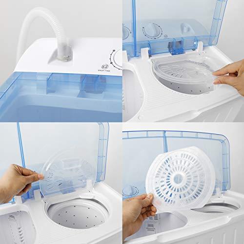 SUPER DEAL 5th Generation Mini Compact Twin Tub Washing Machine 17.6lbs Washer and Spinner 2IN1 Ideal for Dorms, Apartments, RV, Camping