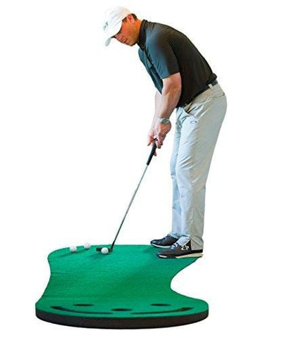 Shaun Webb Golf Indoor Putting Green - Mat for Back Swing Practice, Training - Golfing Aids, Simulators, Gifts, Accessories for Home, Office - 3-Hole Design, Sand Trap, Grass Carpet Surface - 9x3 Feet
