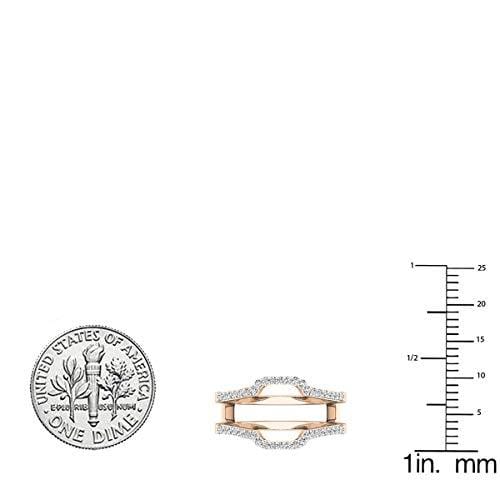 Dazzlingrock Collection 0.25 Carat (ctw) 10K White Diamond Wedding Band Enhancer Guard Ring 1/4 CT, Rose Gold, Size 6