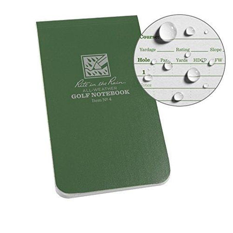 Rite in the Rain All Weather Golf Notebook, 3.5" x 6", Green Field Flex, Club Yardage Book & Hole Notes (No. 4)