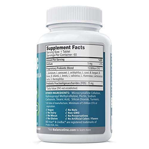 Balance ONE Probiotics - Gut Health Probiotic - Boosts Immunity - Time-Release, Shelf Stable - 15 Billion CFU Probiotic with 12 Strains - Lactobacillus Plantarum, Acidophilus - 2 Month Supply