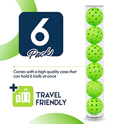 Pickleball Ball Set | Professional USAPA Approved for Sanctioned Tournament Play | 40 Holes & Specifically Designed for Outdoor Courts 6 Pack, Green (6 Pack, Green)