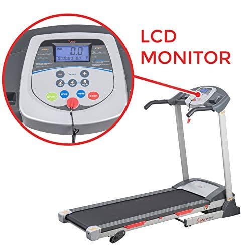 Sunny Health & Fitness SF-T7603 Electric Treadmill w/ 9 Programs, 3 Manual Incline, Easy Handrail Controls & Preset Button Speeds, Soft Drop System