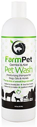 FarmPet Oatmeal Dog Shampoo with Aloe Vera - Best for Dogs, Cats, and Horses - Hypoallergenic - Soap-Free - Deodorizing Odor Eliminator - Anti-Itch Formula - Moisturizing - Conditioning -16oz