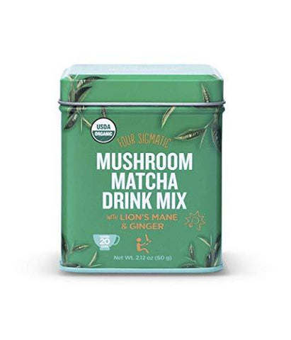 Four Sigmatic Mushroom Matcha, USDA Organic, Ceremonial Grade Matcha Grean Tea Powder with Lions Mane Mushroom Powder & Ginger, Balanced Energy & Focus, Vegan, Paleo, 60g - 20 servings, 2.12 Ounce