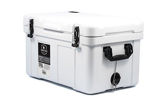 Currituck Heavy Duty Cooler by Camco -Perfect as a Boat Cooler and For Hunting, Hiking,  Camping, Fishing, The Beach and More 58 Quarts (White) (51870)