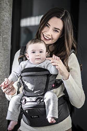 MiaMily Hipster Plus 3D Forward-Facing Baby Carrier and Baby Sling with 9-Supportive Carry Positions Charcoal Grey