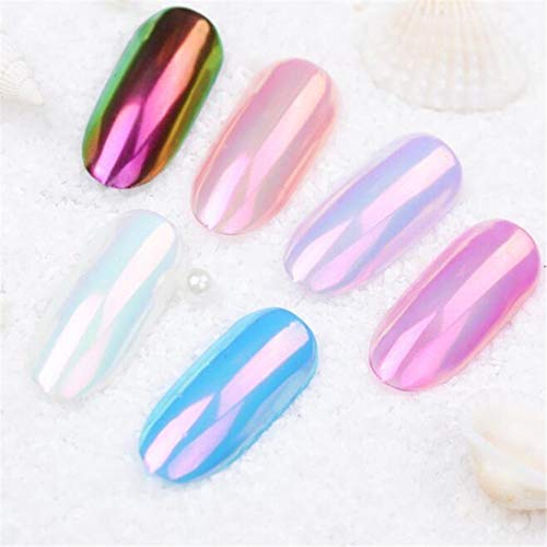 1 Piece Mermaid Nail Glitter Powder Pearl Shell Shimmer Powder Glimmer Dust Pretty Shimmer Laser Glitters Nail Art Decorations Champaign Gold Holographic Nail Flakes Rainbow Pink (Pearl Shell Powder)