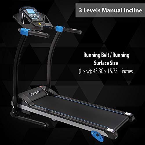 SereneLife Smart Digital Folding Treadmill - Electric Foldable Exercise Fitness Machine, Large Running Surface, 3 Incline Settings, 16 Preset Program, Downloadable Sports App for Running & Walking