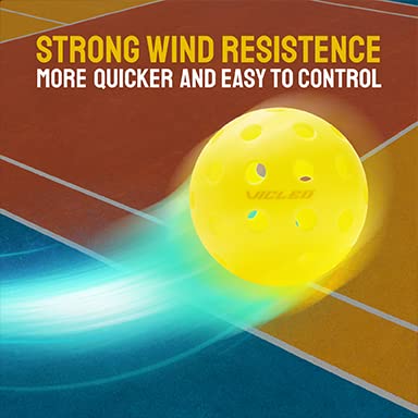 Pickleballs Balls - Vicleo Pickleball Outdoor Balls 6-Pack for Tournament Play, Professional Performance(Yellow)