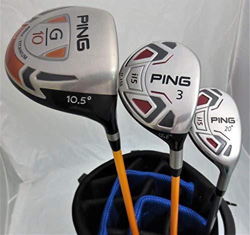 Mens Ping Complete Golf Set Driver, Wood, Hybrid, Irons, Putter, Clubs & Deluxe Stand Bag Stiff Flex