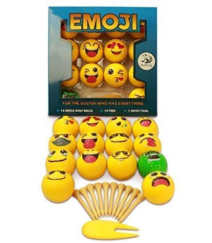 Emoji Golf Balls Deluxe Gift - Golf Gifts for Men & Women - Gag Gift for The Golf Fan who has Everything Deluxe (14 Golf Balls, Fun)