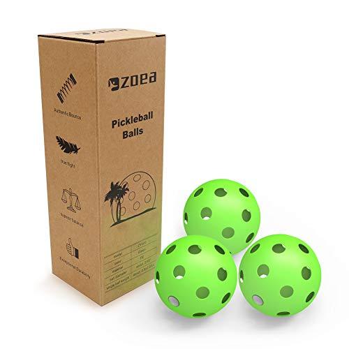 ZOEA Pickleball Balls Outdoor neon with 26 Drilled Holes (Durable/consistent Flight and Bounce) 3 Pack Set&6 Pack Set